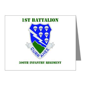 1B506IR - M01 - 02 - DUI - 1st Bn - 506th Infantry Regiment with Text Note Cards (Pk of 20) - Click Image to Close