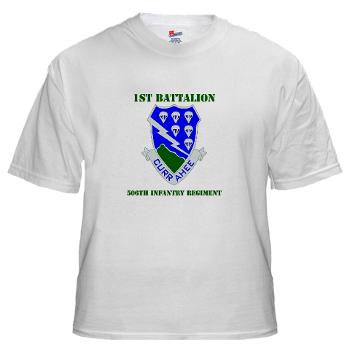 1B506IR - A01 - 04 - DUI - 1st Bn - 506th Infantry Regiment with Text White T-Shirt