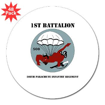 1B508PIR - M01 - 01 - DUI - 1st Bn - 508th Parachute Infantry Regt with text - 3" Lapel Sticker (48 pk)