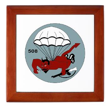 1B508PIR - M01 - 03 - DUI - 1st Bn - 508th Parachute Infantry Regt with text - Keepsake Box