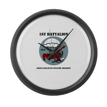 1B508PIR - M01 - 03 - DUI - 1st Bn - 508th Parachute Infantry Regt with text - Large Wall Clock