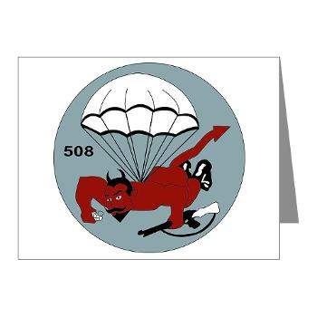 1B508PIR - M01 - 02 - DUI - 1st Bn - 508th Parachute Infantry Regt with text - Note Cards (Pk of 20)