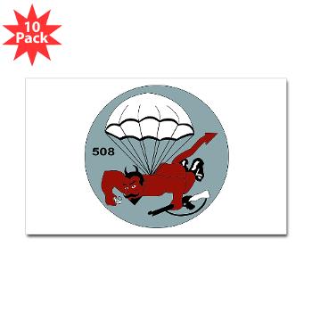 1B508PIR - M01 - 01 - DUI - 1st Bn - 508th Parachute Infantry Regt with text - Sticker (Rectangle 10 pk)