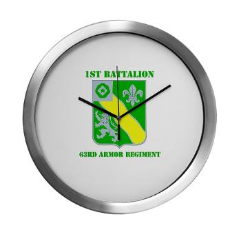 1B63AR - M01 - 03 - DUI - 1st Bn - 63rd Armor Regt with Text Modern Wall Clock - Click Image to Close