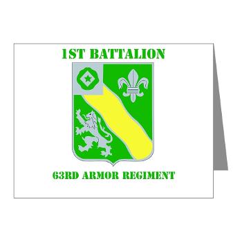 1B63AR - M01 - 02 - DUI - 1st Bn - 63rd Armor Regt with Text Note Cards (Pk of 20) - Click Image to Close
