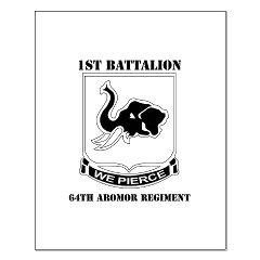 1B64AR - M01 - 02 - DUI - 1st Bn - 64th Armor Regt with Text Small Poster