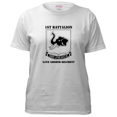 1B64AR - A01 - 04 - DUI - 1st Bn - 64th Armor Regt with Text Women's T-Shirt