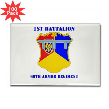 1B66AR - M01 - 01 - DUI - 1st Bn - 66th Armor Regt with Text - Rectangle Magnet (100 pack) - Click Image to Close