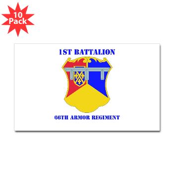 1B66AR - M01 - 01 - DUI - 1st Bn - 66th Armor Regt with Text - Sticker (Rectangle 10 pk) - Click Image to Close