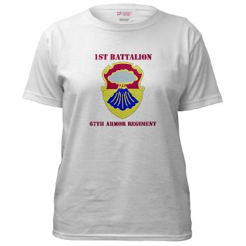 1B67AR - A01 - 04 - DUI - 1st Bn - 67th Armor Regt with Text - Women's T-Shirt