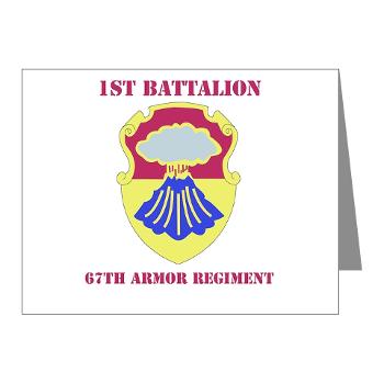 1B67AR - M01 - 02 - DUI - 1st Bn - 67th Armor Regt with Text - Note Cards (Pk of 20)