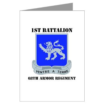 1B68AR - M01 - 02 - DUI - 1st Bn - 68th Armor Regiment with Text Greeting Cards (Pk of 10)