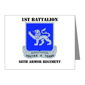 1B68AR - M01 - 02 - DUI - 1st Bn - 68th Armor Regiment with Text Note Cards (Pk of 20)
