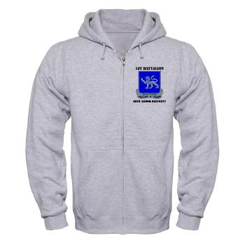 1B68AR - A01 - 03 - DUI - 1st Bn - 68th Armor Regiment with Text Zip Hoodie