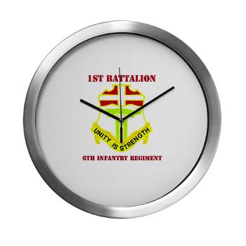 1B6IR - M01 - 03 - DUI - 1st Bn - 6th Infantry Regt with Text - Modern Wall Clock