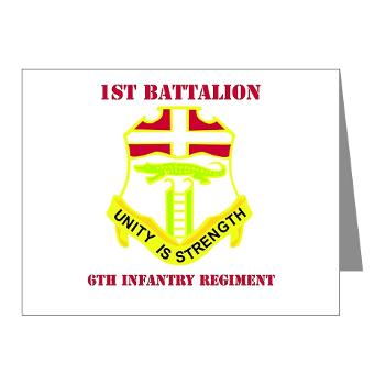 1B6IR - M01 - 02 - DUI - 1st Bn - 6th Infantry Regt with Text - Note Cards (Pk of 20)