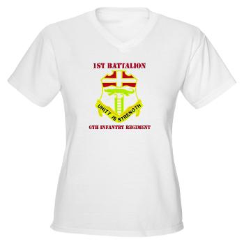 1B6IR - A01 - 04 - DUI - 1st Bn - 6th Infantry Regt with Text - Women's V-Neck T-Shirt - Click Image to Close