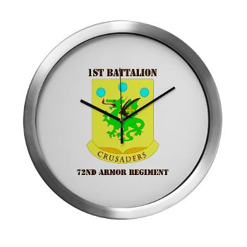 1B72AR - M01 - 03 - DUI - 1st Bn - 72nd Armor Regt with Text - Modern Wall Clock - Click Image to Close