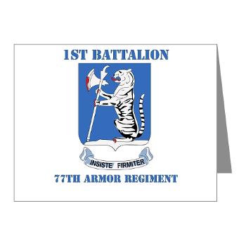 1B77AR - M01 - 02 - DUI - 1st Bn - 77th Armor Regt with Text - Note Cards (Pk of 20) - Click Image to Close