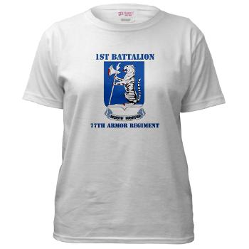 1B77AR - A01 - 04 - DUI - 1st Bn - 77th Armor Regt with Text - Women's T-Shirt