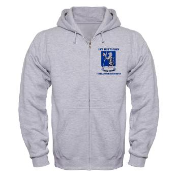 1B77AR - A01 - 03 - DUI - 1st Bn - 77th Armor Regt with Text - Zip Hoodie - Click Image to Close