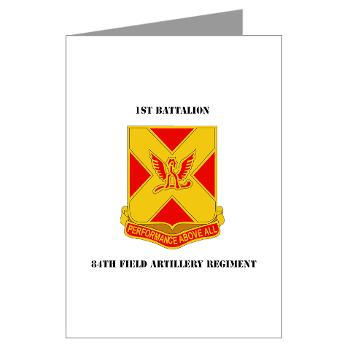1B84FAR - M01 - 02 - DUI - 1st Battalion, 84th FAR with Text - Greeting Cards (Pk of 10)