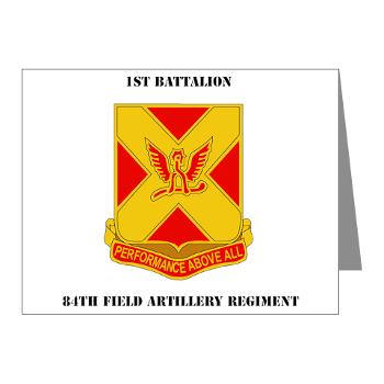 1B84FAR - M01 - 02 - DUI - 1st Battalion, 84th FAR with Text - Note Cards (Pk of 20)