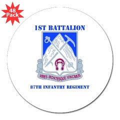 1B87IR - M01 - 01 - DUI - 1st Battalion - 87th Infantry Regiment with Text 3" Lapel Sticker (48 pk)