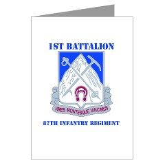 1B87IR - M01 - 02 - DUI - 1st Battalion - 87th Infantry Regiment with Text Greeting Cards (Pk of 10)