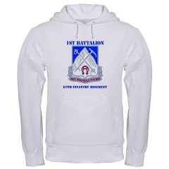 1B87IR - A01 - 03 - DUI - 1st Battalion - 87th Infantry Regiment with Text Hooded Sweatshirt