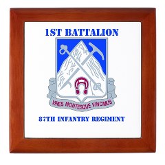 1B87IR - M01 - 03 - DUI - 1st Battalion - 87th Infantry Regiment with Text Keepsake Box