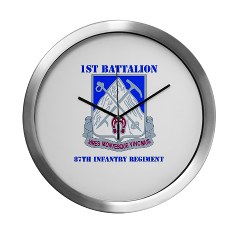 1B87IR - M01 - 03 - DUI - 1st Battalion - 87th Infantry Regiment with Text Modern Wall Clock