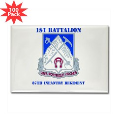 1B87IR - M01 - 01 - DUI - 1st Battalion - 87th Infantry Regiment with Text Rectangle Magnet (100 pack)