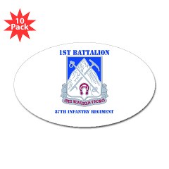 1B87IR - M01 - 01 - DUI - 1st Battalion - 87th Infantry Regiment with Text Sticker (Oval 10 pk)