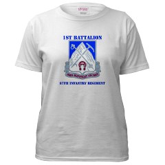1B87IR - A01 - 04 - DUI - 1st Battalion - 87th Infantry Regiment with Text Women's T-Shirt