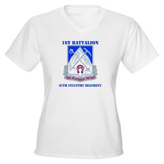 1B87IR - A01 - 04 - DUI - 1st Battalion - 87th Infantry Regiment with Text Women's V-Neck T-Shirt