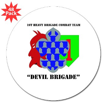 1BCHDB - M01 - 01 - DUI - 1st Heavy BCT - Devil Brigade with text 3" Lapel Sticker (48 pk)