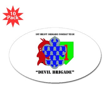 1BCHDB - M01 - 01 - DUI - 1st Heavy BCT - Devil Brigade with text Sticker (Oval 10 pk) - Click Image to Close