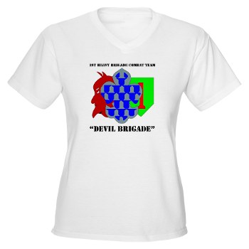 1BCHDB - A01 - 04 - DUI - 1st Heavy BCT - Devil Brigade with text Women's V-Neck T-Shirt