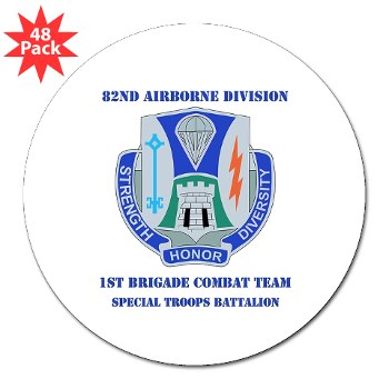 1BCT1BSTB -M01 - 01 - DUI - 1st Bde - Special Troops Bn with Text - 3" Lapel Sticker (48 pk)