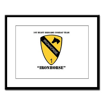 1BCTI - M02 - 03 - DUI - 1st Heavy BCT - Ironhorse with Text - Large Framed Print