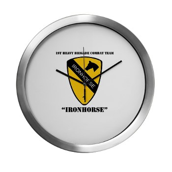 1BCTI - M01 - 03 - DUI - 1st Heavy BCT - Ironhorse with Text - Modern Wall Clock - Click Image to Close