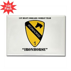 1BCTI - M01 - 01 - DUI - 1st Heavy BCT - Ironhorse with Text - Rectangle Magnet (100 pack)