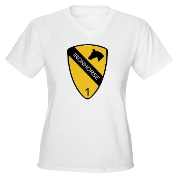 1BCTI - A01 - 04 - DUI - 1st Heavy BCT - Ironhorse - Women's V-Neck T-Shirt