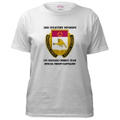 1BCTSTB - A01 - 04 - DUI - 1st BCT - Special Troops Bn with Text - Women's T-Shirt
