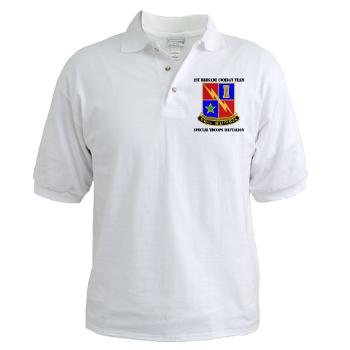 1BCTSTB - A01 - 04 - DUI - 1st BCT - Special Troops Battalion with Text Golf Shirt