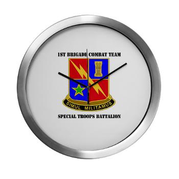 1BCTSTB - M01 - 03 - DUI - 1st BCT - Special Troops Battalion with Text Modern Wall Clock