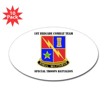1BCTSTB - M01 - 01 - DUI - 1st BCT - Special Troops Battalion with Text Sticker (Oval 10 pk) - Click Image to Close