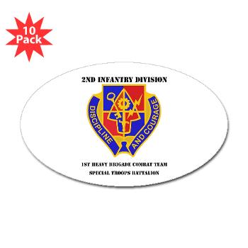 1BSTB - M01 - 01 - DUI - 1st Bde Special Troops Battalion with Text Sticker (Oval 10 pk) - Click Image to Close