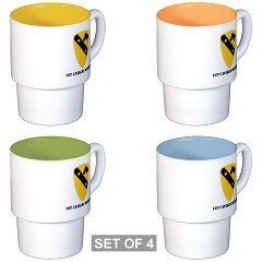 1CAV - M01 - 03 - DUI - 1st Cavalry Division with text Stackable Mug Set (4 mugs)